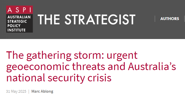 Geopolitika: ASPI – Australia’s Gathering Storm