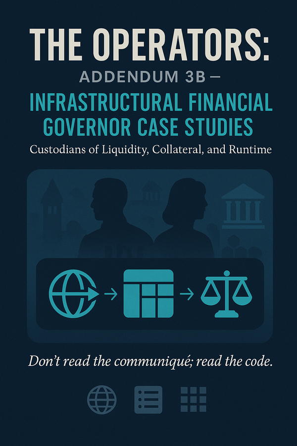 The Operators: Addendum 3b. Infrastructural Financial Governor Cases Studies