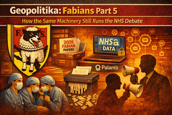 Geopolitika: Fabians Part 5. How the Same Machinery Still Runs the NHS Debate